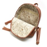 Leather retro pattern fashion tassel backpack fit 18mm snap button jewelry