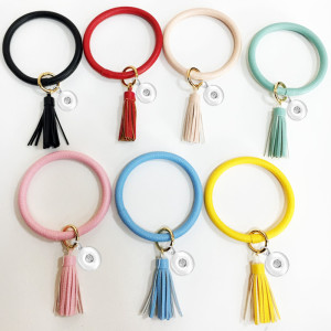 Bracelet PU leather tassel bracelet key chain bag pendant fit snaps chunks  Snaps Jewelry