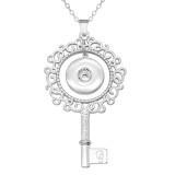 Key Necklace 80CM chain silver  fit 20MM chunks snaps jewelry necklace for women