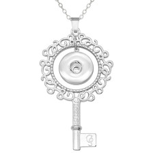 Key Necklace 80CM chain silver  fit 20MM chunks snaps jewelry necklace for women