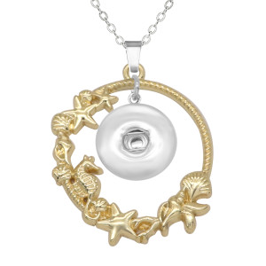 Seashell seahorse bird starfish conch Necklace 80CM chain silver  fit 20MM chunks snaps jewelry