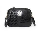Women's bag multi-function multi-pocket zipper embroidery ladies messenger shoulder bag fit 18mm snap button jewelry