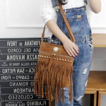 Autumn and winter new style crossbody handbags trendy European and American fashion Xi Shi velvet rivet tassel bag wild shoulder bag fit 18mm snap button jewelry