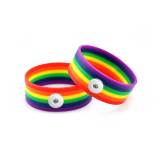 Silicone bracelet GAY rainbow color gay Elasticity fit 18-20mm snaps LGBT
