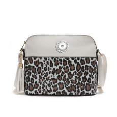Bags new handbags leopard print hit color stitching shell bag tassel shoulder messenger bag fit 18mm snap button jewelry