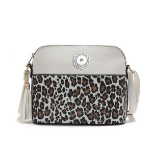 Bags new handbags leopard print hit color stitching shell bag tassel shoulder messenger bag fit 18mm snap button jewelry