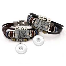 love JESUS letter beaded leather bracelet fit18&20MM  snaps jewelry