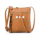 Hot-selling casual multifunctional pocket double zipper vertical female bag shoulder bag messenger bag fit 18mm snap button jewelry