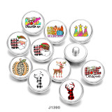 20MM  Christmas  Deer  Santa Claus   Print  glass  snaps  buttons