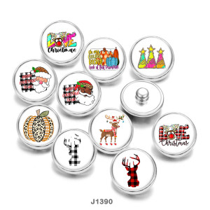 20MM  Christmas  Deer  Santa Claus   Print  glass  snaps  buttons