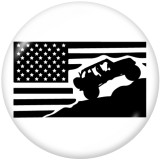 20MM USA Flag  skull  Print  glass  snaps  buttons