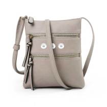 Hot-selling casual multifunctional pocket double zipper vertical female bag shoulder bag messenger bag fit 18mm snap button jewelry