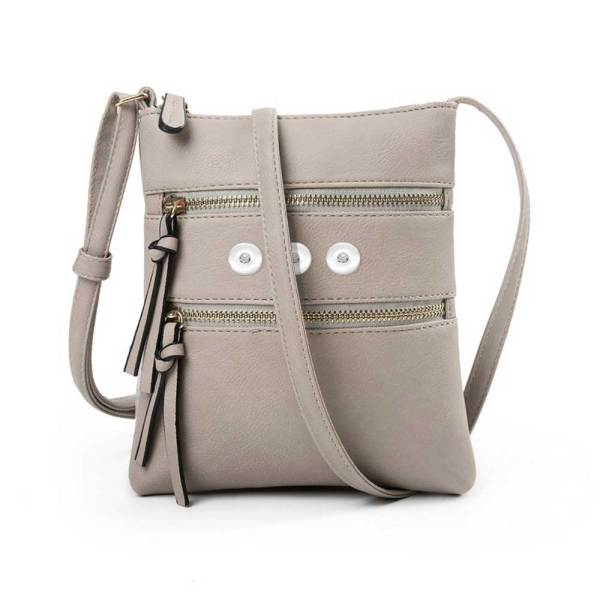 Hot-selling casual multifunctional pocket double zipper vertical female bag shoulder bag messenger bag fit 18mm snap button jewelry