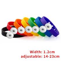 Multicolor adjustable silicone bracelet Elasticity fit 18-20mm snaps