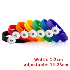 Multicolor adjustable silicone bracelet Elasticity fit 18-20mm snaps