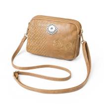 Women's bag multi-function multi-pocket zipper embroidery ladies messenger shoulder bag fit 18mm snap button jewelry