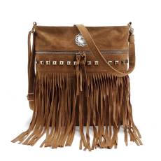 Autumn and winter new style crossbody handbags trendy European and American fashion Xi Shi velvet rivet tassel bag wild shoulder bag fit 18mm snap button jewelry