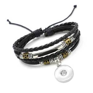 Multi-layer handmade beaded woven bracelet fit18&20MM  snaps jewelry