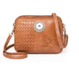 Women's bag multi-function multi-pocket zipper embroidery ladies messenger shoulder bag fit 18mm snap button jewelry