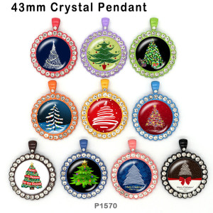 10pcs/lot Christmas tree  glass picture printing products of various sizes  Fridge magnet cabochon