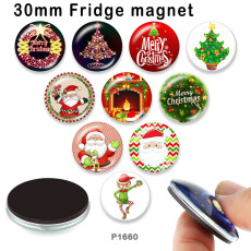 10pcs/lot  Christmas  tree  glass picture printing products of various sizes  Fridge magnet cabochon