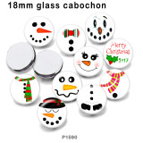 10pcs/lot Christmas Snowman  glass picture printing products of various sizes  Fridge magnet cabochon