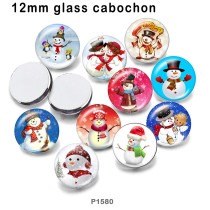 10pcs/lot Christmas Snowman  glass picture printing products of various sizes  Fridge magnet cabochon