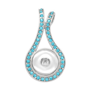 snap sliver Pendant Blue rhinestones  fit 20MM snaps style jewelry