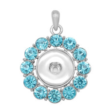 snap sliver Pendant Blue rhinestones  fit 20MM snaps style jewelry