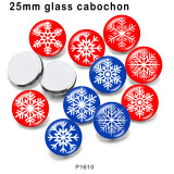 10pcs/lot Christmas  snowflake  glass picture printing products of various sizes  Fridge magnet cabochon