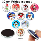 10pcs/lot Christmas Snowman  glass picture printing products of various sizes  Fridge magnet cabochon