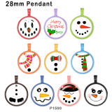 10pcs/lot Christmas Snowman  glass picture printing products of various sizes  Fridge magnet cabochon