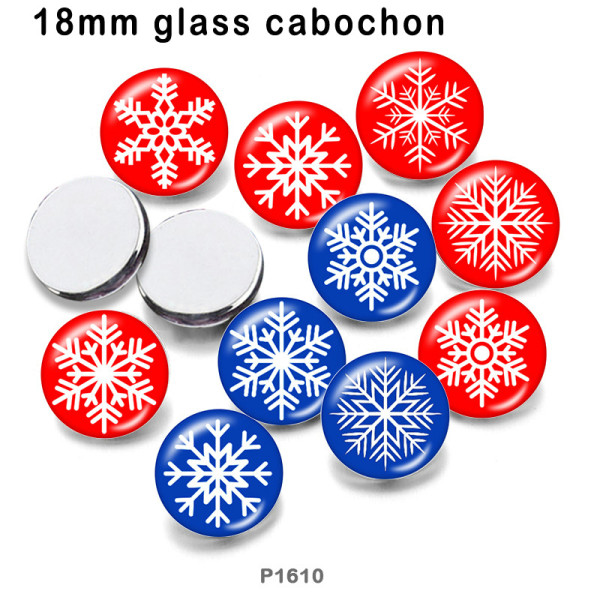10pcs/lot Christmas  snowflake  glass picture printing products of various sizes  Fridge magnet cabochon