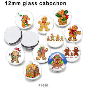 10pcs/lot  Christmas  Snowman  glass picture printing products of various sizes  Fridge magnet cabochon