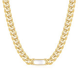 Cuban chain 18K plated stainless steel white shell green malachite black shell necklace