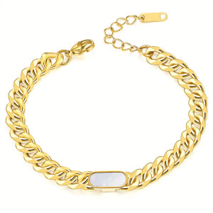Stainless Steel shell Cuban Chain Bracelet Gold Plated Bracelet