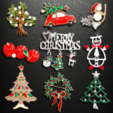 Christmas brooch Fawn Snowman Christmas tree brooch Alloy diamond-studded Christmas brooch