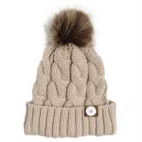 Horsetail Hair Ball Woolen Hat Warmth Twisted Hat Crimped Edge Knitted Hat fit 18mm snap button jewelry