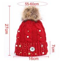 Christmas ladies five-pointed star knitted hats fashion woolen woolen hats outdoor thickened warmth caps fit 18mm snap button jewelry