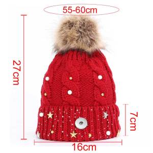 Christmas ladies five-pointed star knitted hats fashion woolen woolen hats outdoor thickened warmth caps fit 18mm snap button jewelry