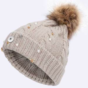Christmas ladies five-pointed star knitted hats fashion woolen woolen hats outdoor thickened warmth caps fit 18mm snap button jewelry