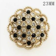 23MM Metal round cutout diamond buttons fit 20mm snap jewelry