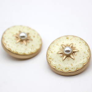 23MM Metal button Pearl enamel rhinestone gold fit 20mm snap jewelry