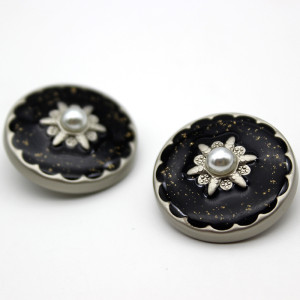 23MM Metal button Pearl enamel rhinestone gold fit 20mm snap jewelry