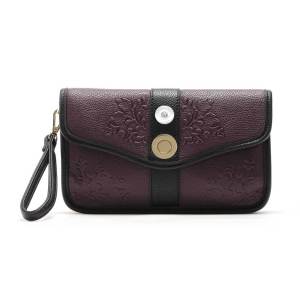 Large capacity ladies purse purple clutch large clutch fit 18mm snap button jewelry