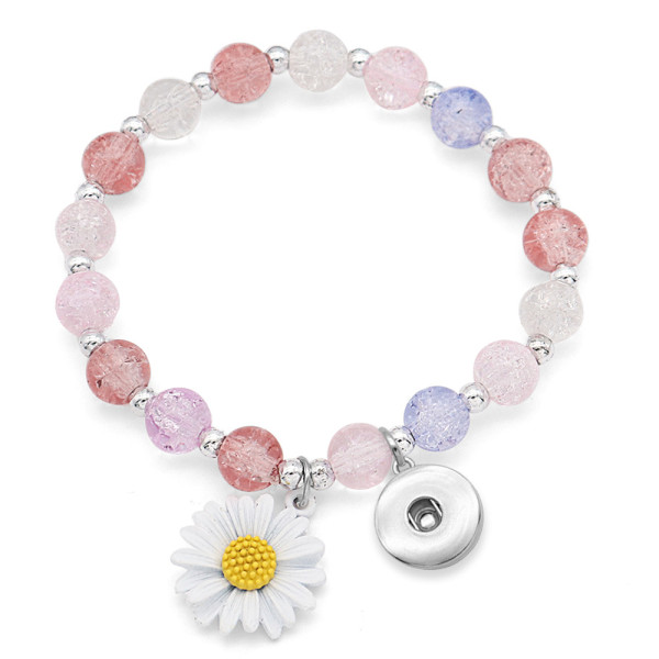 Daisy 1 buttons With  snap crystal Elasticity  bracelet fit18&20MM  snaps jewelry