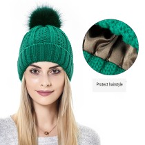Protective hairstyle silky stretch satin knitted hat loose and warm