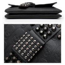 Women's bag chain rivet black skull shoulder bag diagonal bag women fit 18mm snap button jewelry
