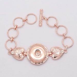 1 buttons love Plating Rose gold snap bracelet fit snaps jewelry