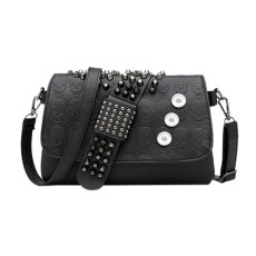 Women's bag chain rivet black skull shoulder bag diagonal bag women fit 18mm snap button jewelry